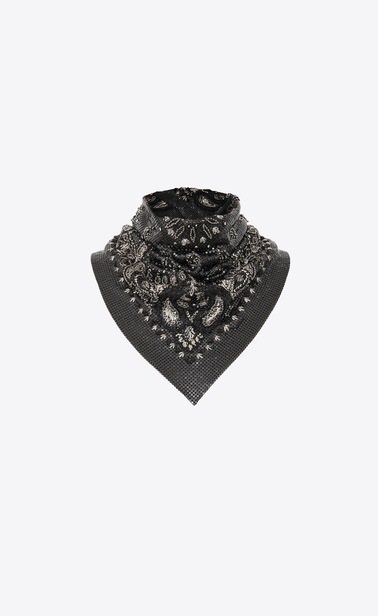 Mesh scarf with bandana embroidery